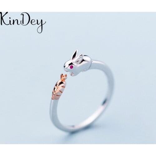 Kindey Luxury Brand Silver Color Rabbit Rings For Women Lover Girls Gifts Bridal Wedding Jewelry