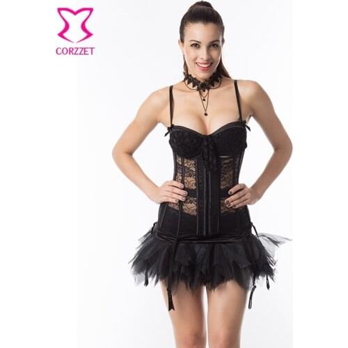 Latex Waist Trainer Corsets Cincher Women Hook And Eye Closure Black Floral Lace Sexy Underbust Corset Bustier Gothic Clothing