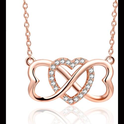 Creative Rhinestone 8-character Love Heart Pendant Necklace Clavicle Necklace Jewelry