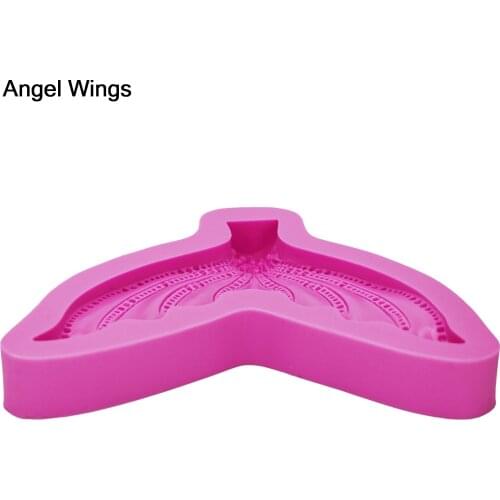 Angel Wings Food grade 3D fondant cake silicone mold Mermaid tail shaped for Reverse forming polymer soap decoration tools F1229