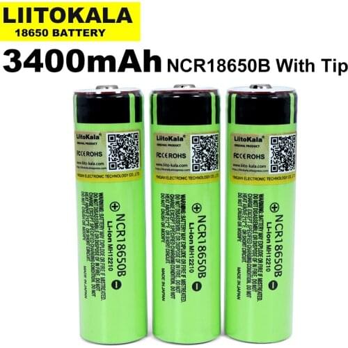 10PCS Liitokala Original NCR18650B 3.7V / 4.2V 3400mah 18650 rechargeable lithium battery Suitable for flashlight (no PCB)