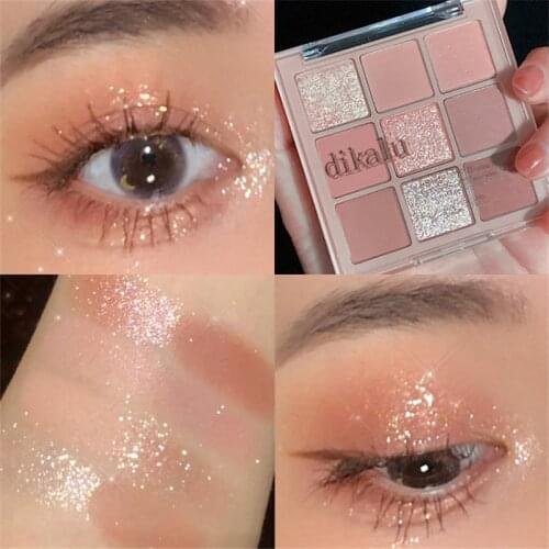 Makeup 9 Colors Glitter Eye Shadow Pallete Matte Shimmer Eyeshadow Palette Shine Diamond Eyeshadow Powder Pigment Cosmetics