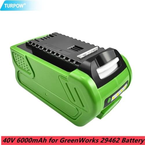 Turpow 40V 6000mAh Rechargeable Replacement Battery For Creabest 40V 200W GreenWorks 29462 29472 22272 G-MAX GMAX Battery