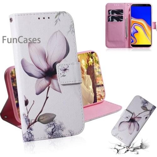 PU Leather Flip Wallet Case Luxury Cases For ajax Samsung J6 Plus sFor Samsung Galaxy estuche J6 Premium J6+ J4 Plus Cover