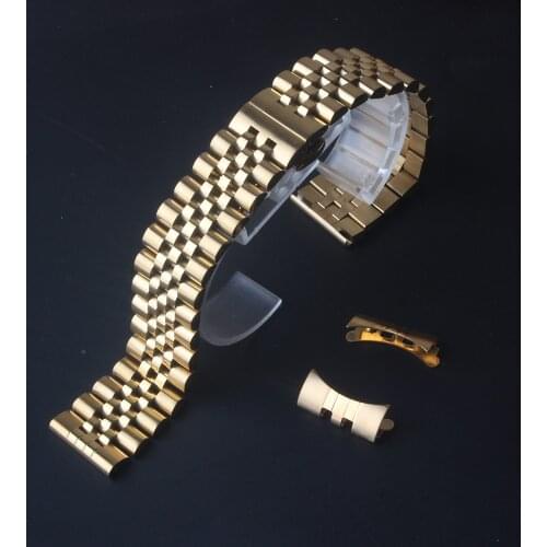 Gold Stainless steel Watch strap Bands Bracelet straight ends for brand Wristwatch new mens Accessories 17mm 18mm 19mm 20mm 22mm
