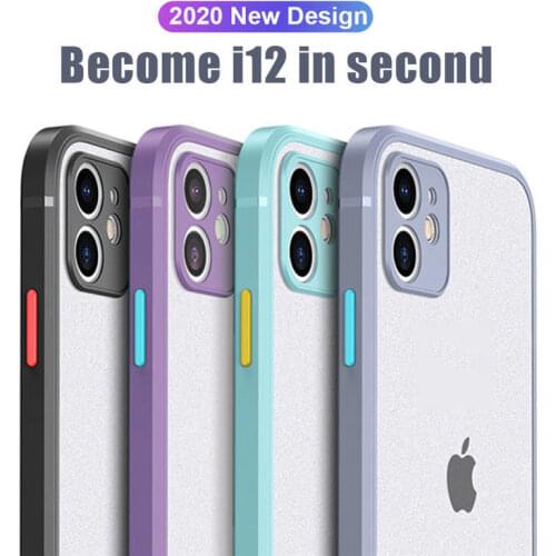 Luxury Camera Protection Square Case For iPhone 12 11 Pro X XR XS Max Shockproof Matte Translucent Cover For iPhone 7 8 Plus SE