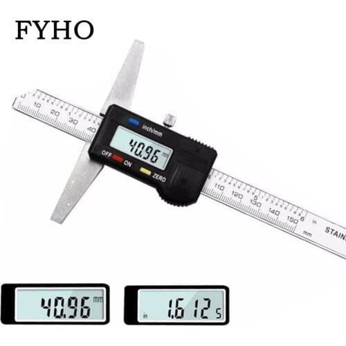 0-150mm Digital Display Depth Caliper Mm/Inch Measuring Tools Depth Vernier Calliper Measurement Ruler 0.01 mm HY98