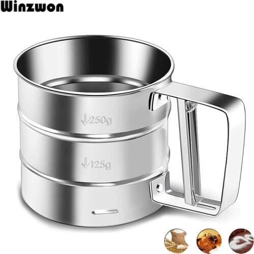 1Pcs Hand-pressed Flour Sifter Shaker Stainless Steel Icing Sugar Shaker Mesh Sieve Cup Baking Tool Kitchen Accessories