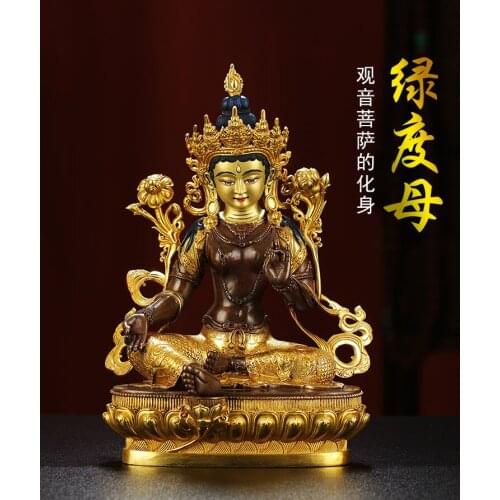 Special Offer High-grade gilding Buddha statue HOME family effective protection Tibetan Nepal Bodhisattva Tara Green Buddha