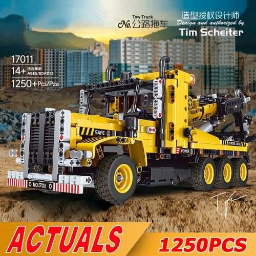 MOULD KING 17011 Engeineering Building Blocks Tow Truck Movable Lifting Air-Pump Model Assembly Bricks Toys Kids Christmas Gift