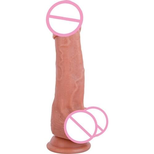 MLSice 8.46 in Super Realistic Dildo Silicone Foreskin Dildo Suction with Foreskin Sex Toys for Woman Soft Penis Foreskin Glans