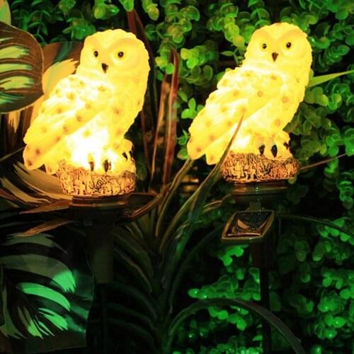 LED Solar Light Outdoor Garden Waterproof Simulation Owl Stake Lawn Light Exterior Owl Shape Solar Powered Lamp