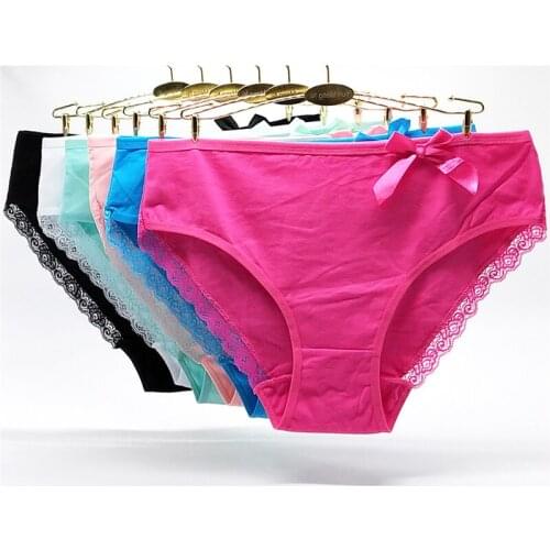 6pcs Panties for Women Cotton Plus Size Women Panties Large Size High Waist Underwear Lace Panty for Girls 2-4xl