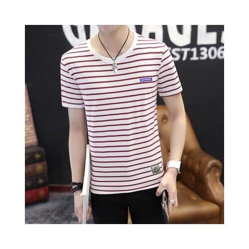 URSPORTTECH 2019 Summer Fashion Mens Short Sleeve T Shirts Mens Slim Fit Striped Tees Plus Size Mens Clothing Fitness Top Tees