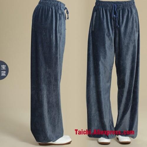 Corduroy Tai Chi Pants Autumn And Winter Warm Kungfu Thickening Trouser Martial Art Yoga Pants Wu Shu Pants XS-XXXXL