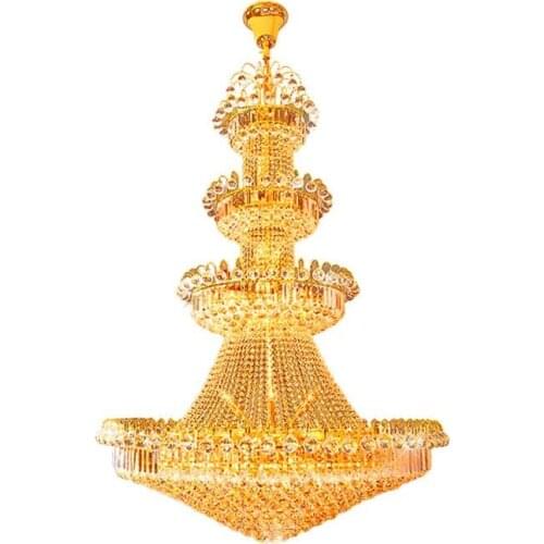 High quality 1.2*1.8m LED European Big Droplight Stairs Long Chandeliers Villa Building In Building the Golden Light 110-240