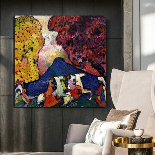 Wassily Kandinsky Blue Mountain Canvas Painting Print Living Room Home Decoration Artwork Modern Wall Art Oil Painting Posters