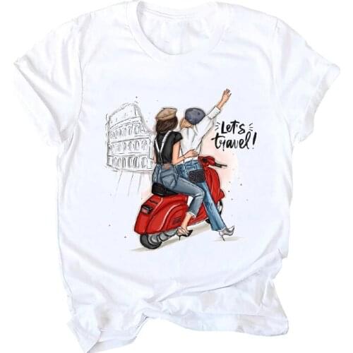 Tees for Women Print Friends Short Sleeve Travel Fashion 90s Ladies Clothes Lady Tops Clothing Female T Shirt Womens T-Shirt