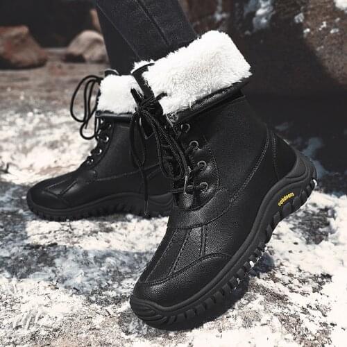 Size 42 Winter Leather Shoes Women Platform Snow Boots Women Shoes Casual Calf Boots for Women Fashion Non-slip Outdoor Shoes