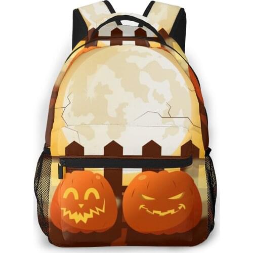 Backpack Women Shoulder Bag For Teenage Girls Pumpkin And Moon Night Bagpack Female Ladies School Backpack