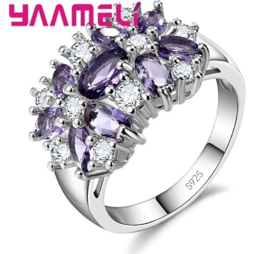 Top Selling Women/Girls Five Color Austrian Crystal Rings 925 Silver Accessories Charm Hand Design Fashion Ring