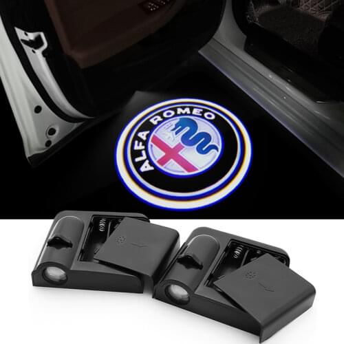 1/2pc Car Welcome Light Door Wireless Shadow Light Emblem Lamps For Alfa Romeo 159 147 156 166 Giulietta Giulia Mito Accessories
