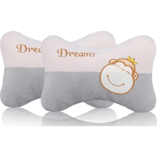 1pc/2pcs Universal Cartoon Car Neck Pillows Plush Breathable Rest Headrest Girl Lady Cushion Pillow Car Interior Accessories