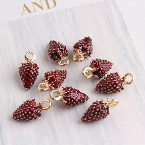 10PCS/Lot 3D Fruit Shape Zinc Alloy Metal Enamel Charm Pendant for Earring Necklace Bracelet Making DIY Jewelry Findings