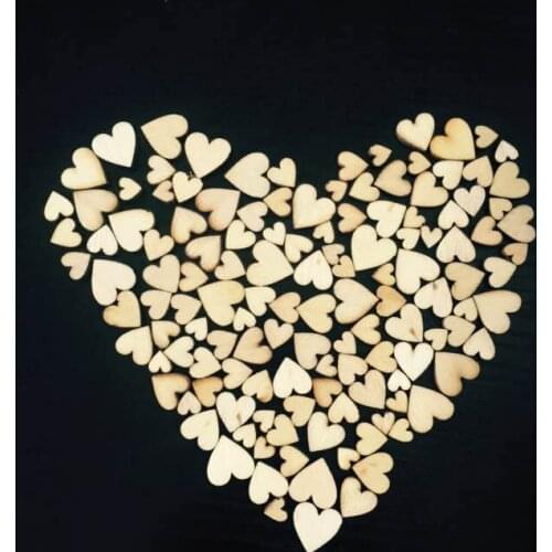 100pcs mini Heart Shape Wood Slices For Wedding Crafts Embellishment Home Wall Decorations DIY Crafts Accessories