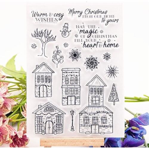 11x15cm village Snow Transparent Clear Stamps Silicone Seals Roller Stamp DIY scrapbooking photo album/Card Making wedding