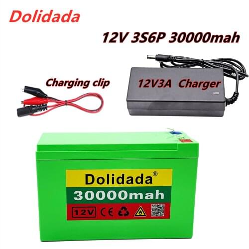 12V 30Ah 18650 lithium battery pack 3S6P built-in high current 20A BMS for sprayers, carts, childrens electric vehicle batterie
