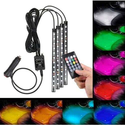 24/36/48 LED Atmosphere Lamp Ambient Lamp LED Car Foot Light Automotive Interior Decorative Lights Remote/Voice Control