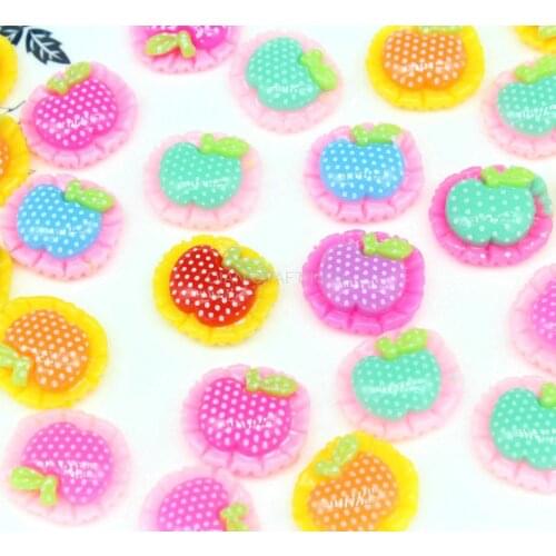 300pcs mix color apple resin cabochons flat back decoden kawaii kitsch crafts -decorating items, scrap booking, jewellery making