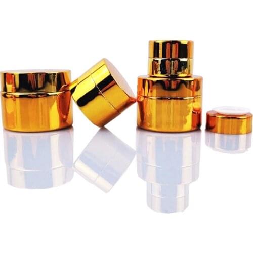 5/10/15/20/30/50g Cosmetic Cream Container Electroplate Gold Empty Face Cream Lotion Bottles Skincare Glass Cream Jar 15pcs