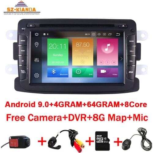 4G+64GB Android 9.0 Car DVD Player For Dacia Sandero Duster Renault Captur Lada Xray 2 Logan 2 RAM 3G WIFI GPS Navigation Radio