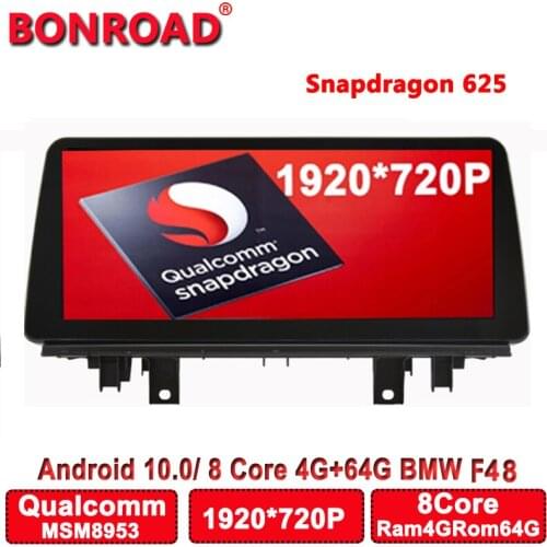 Bonroad 10.25" IPS Qualcomm 8core 4GB RAM+64GB ROM Car Multimedia CarPlay Player for X1 F48 16-17 NBT With BT Wi-Fi 4G Head Unit
