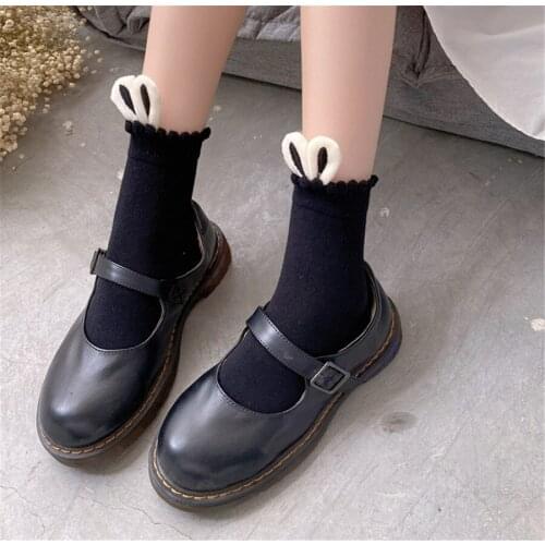 White Autumn Winter Japanese Lolita Socks Cute Rabbit Ear Women Girl Sock D498
