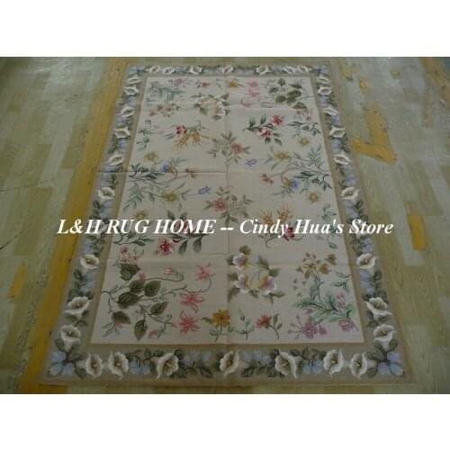 Free Shipping 4'x6' Needlepoint Handmade carpet rugs 100% New Zealand Wool Floral design