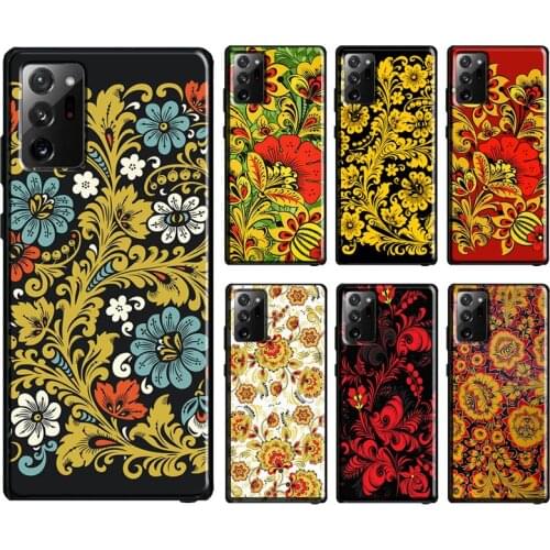 Khokhloma Russian Pattern Flower Case For Samsung Galaxy S10 Plus S8 S9 S20 FE Note10 Plus Note9 Note20 S21 Ultra Cover Bag
