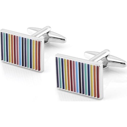 Colored Stripes Cufflinks Lovers' Mens Womens High-grade Daily Office Shirt Buttons Classic Trendy French Cuff Links Gifts