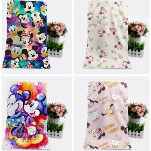 Disney Mickey Minnie Anime Figures Cartoon Product Cosplay Accessories Customized Bath Towel Washcloth Gift