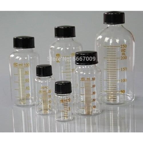 5ml to 1000ml Lab Graduated Round Borosilicate Glass Reagent Bottle Serum bottle Graduation Sample Vials
