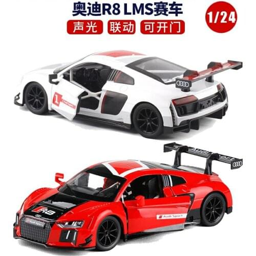 1:24 Scale Licensed Diecast Metal Alloy Collection Racing Car Model For Audi R8 LMS Pull Back Toys Vehicle With Sound&Light