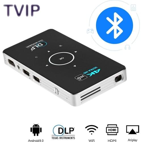 TVIP C6 Mini DLP 4K Projector Android 9.0 WiFi Bluetooth Portable Outdoor Movie Home Cinema support netflix Miracast Airplay