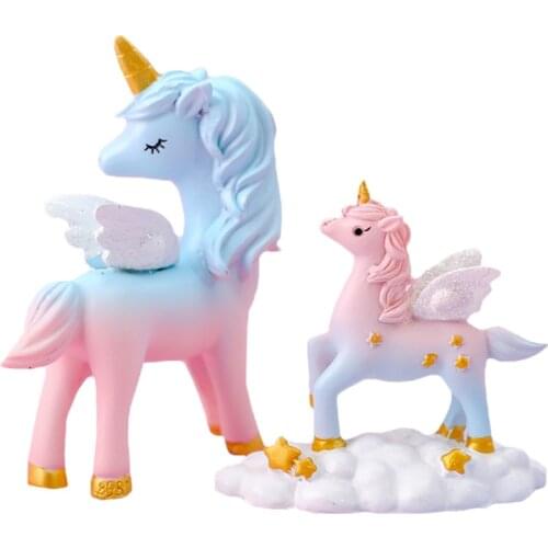 Mini Rainbow Unicorn Pendants Figurines Home Decoration Accessories Resin Figurines DIY Miniature Unicorn Christmas Ornaments