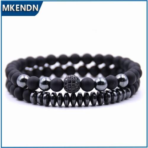 MKENDN 2018 Brand New Fashion Pave CZ Men Bracelet 6mm Stone Beads With Hematite Bead Diy Charm Bracelet For Men Jewelry Gift