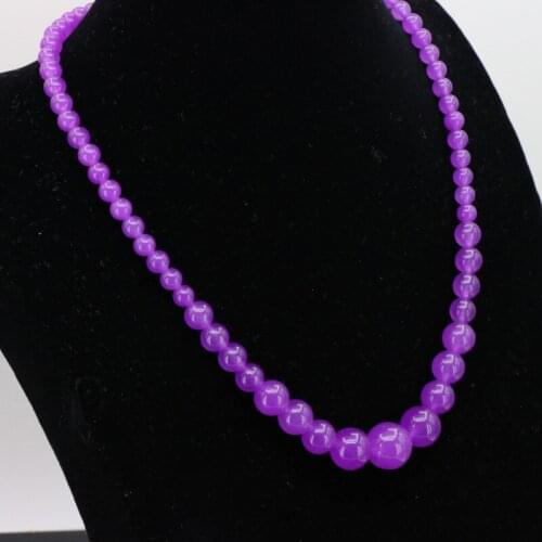 Fashion Style Purple Chalcedony Round Bead 6-14mm Necklace 18" DIY Stone Beautiful Jewelry Women Design Gift