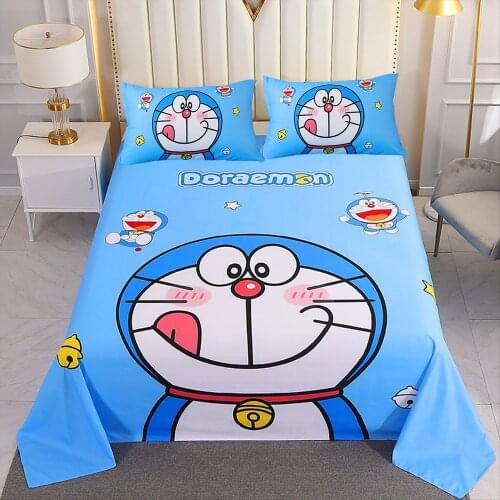 Cartoon Bedding Set Doraemon Kids Children Anime Quilt Cover Twin Queen King Cute Duvet Cover Flat Sheet with Pillowcase