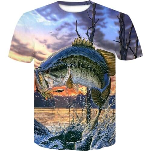 Mens clothing t-shirt oversized 3D Printing fashion anime Fish pattern t-shirts Top women O-neck short sleeve ocean fish Shirt