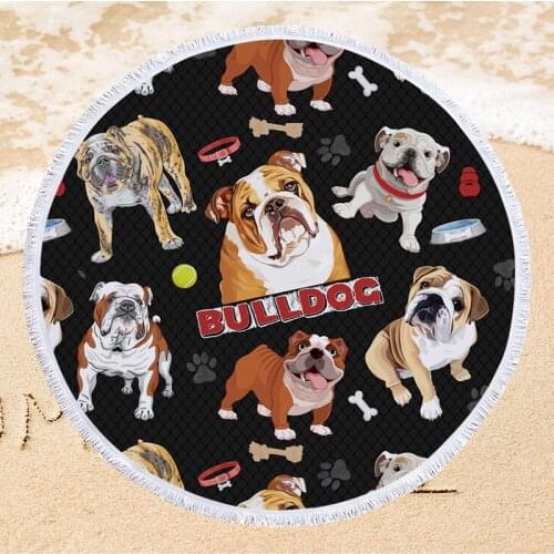 Cartoon Dogs Soft Microfiber Beach Towel 150cm Round Summer Swimming Bath Towel for Boys Girls Home Decor Wall Tapestry